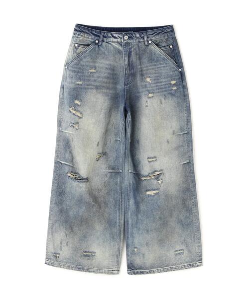  DankeSchon/ダンケシェーン/12oz BAGGY JEANS/DIRT Blue S