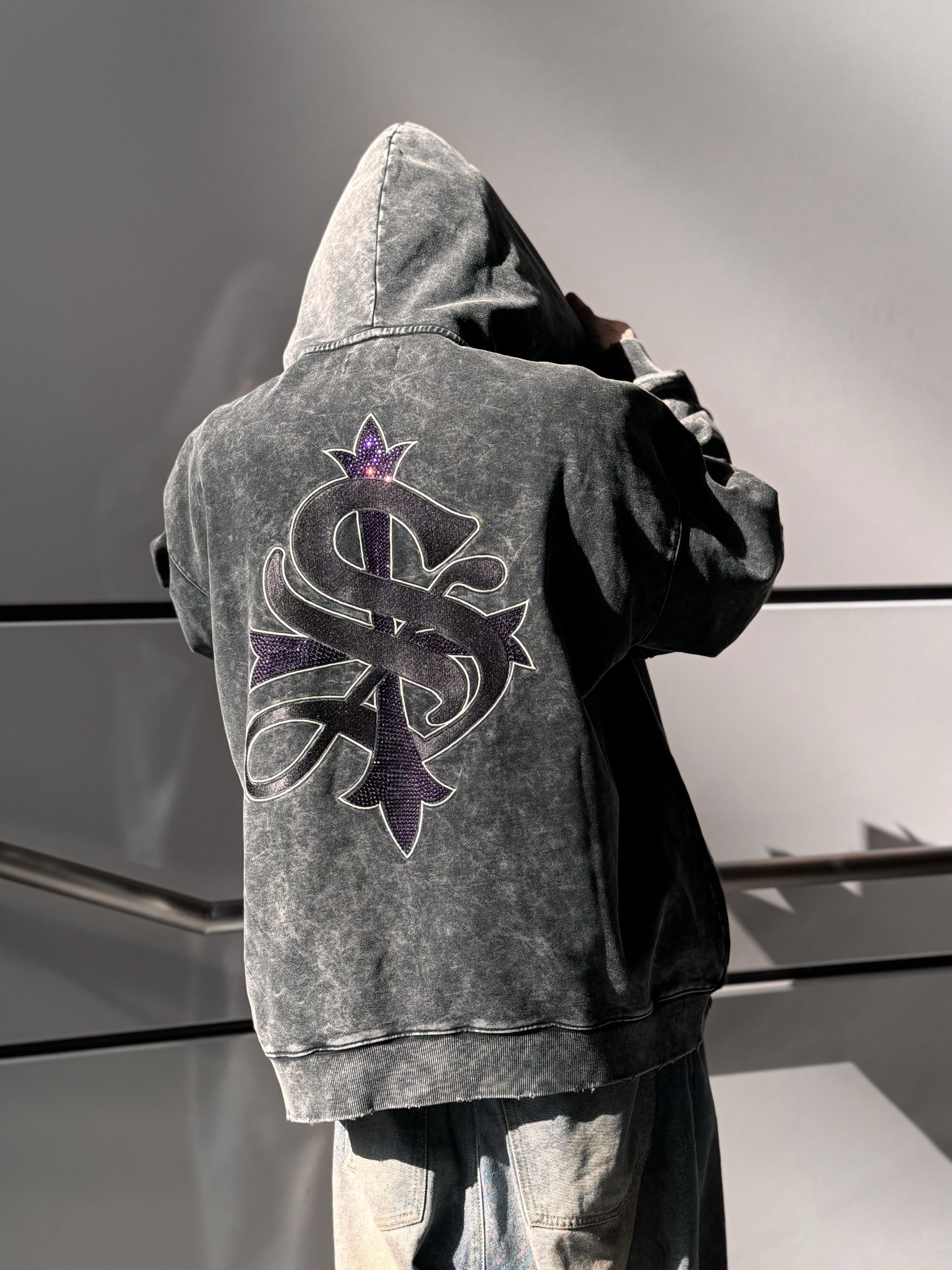 SUPPLIER/サプライヤー/別注 Vintage Wash Pierced Zip HD(Purple M 