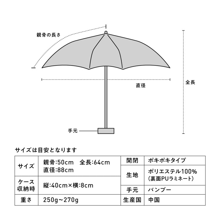【最強の日傘】UVO（ウーボ）2段折mini【折りたたみ傘】 刺繍スカラップOF