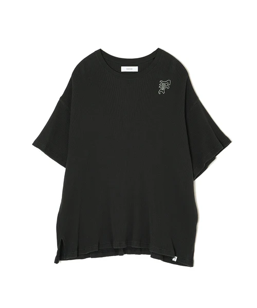WAFFLE KNIT TEE CHARCOAL×MINT 1