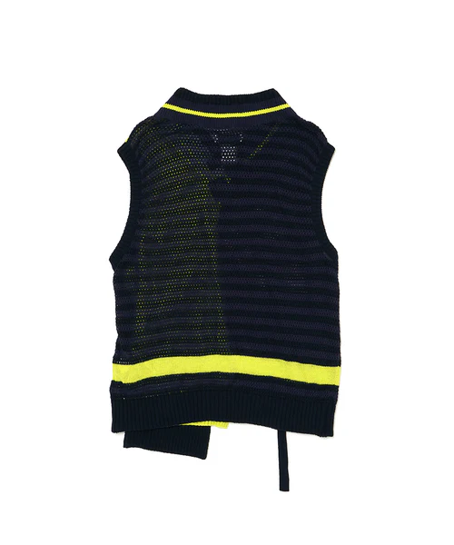 LAYERD MESH KNIT VEST NAVY 3