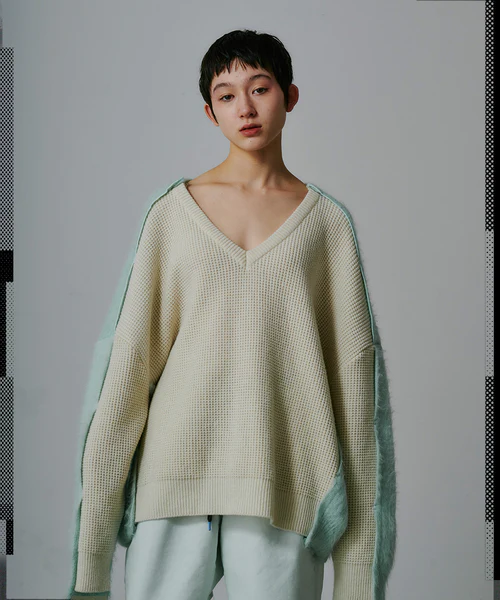 TWO-TONE KNIT OFF　WHITE 3