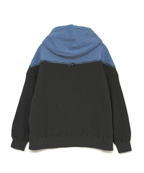 WAFFLE KNIT ZIP HOODIE BLACK 3