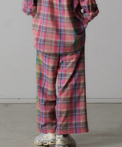 MADRAS CHECK PANTS PINK×CHARCOAL 1