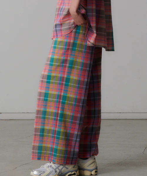 MADRAS CHECK PANTS PINK×CHARCOAL 1