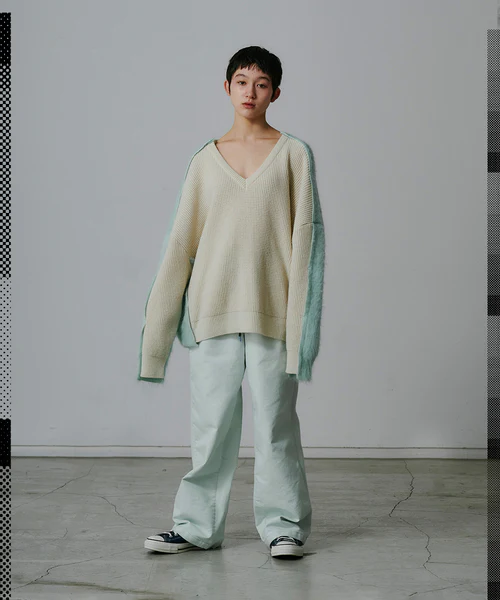 TWO-TONE KNIT OFF　WHITE 3