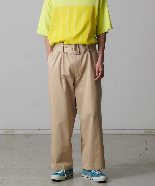 BELTED BIG HEART PANTS BEIGE 3