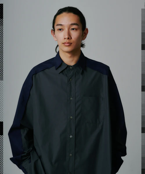 TWO-TONE BIG HEART SHIRT CHARCOAL×NAVY 3