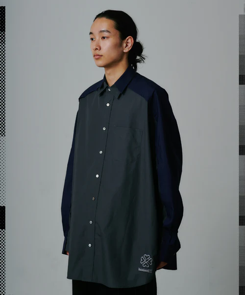 TWO-TONE BIG HEART SHIRT CHARCOAL×NAVY 3
