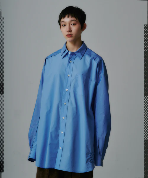 TWO-TONE BIG HEART SHIRT CHARCOAL×NAVY 3