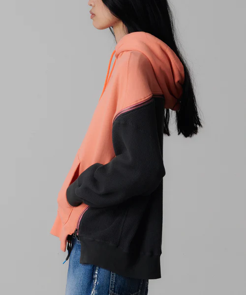 WAFFLE KNIT ZIP HOODIE BLACK 3