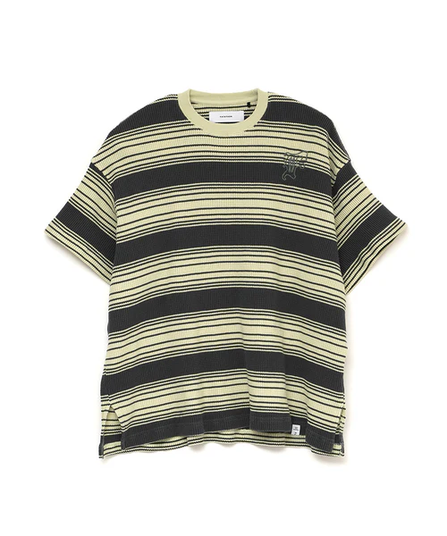 WAFFLE KNIT TEE CHARCOAL×MINT 1