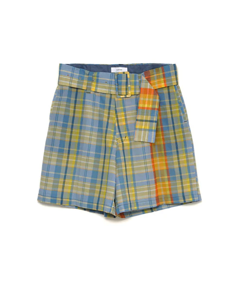 MADRAS CHECK SHORTS YELLOW×BLUE 1