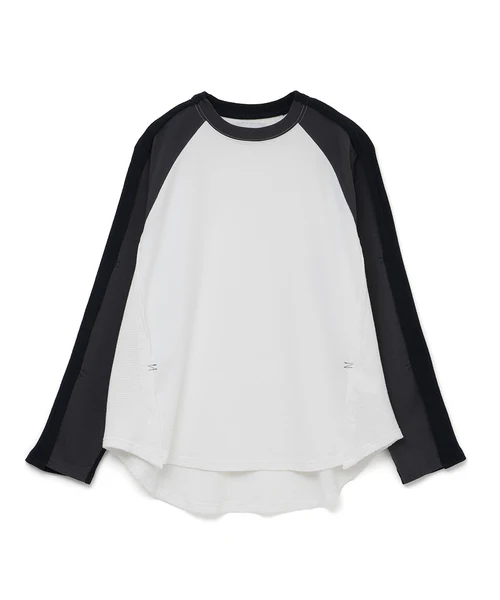 LAYERED LONG TEE WHITE×SMOKE NAVY 2