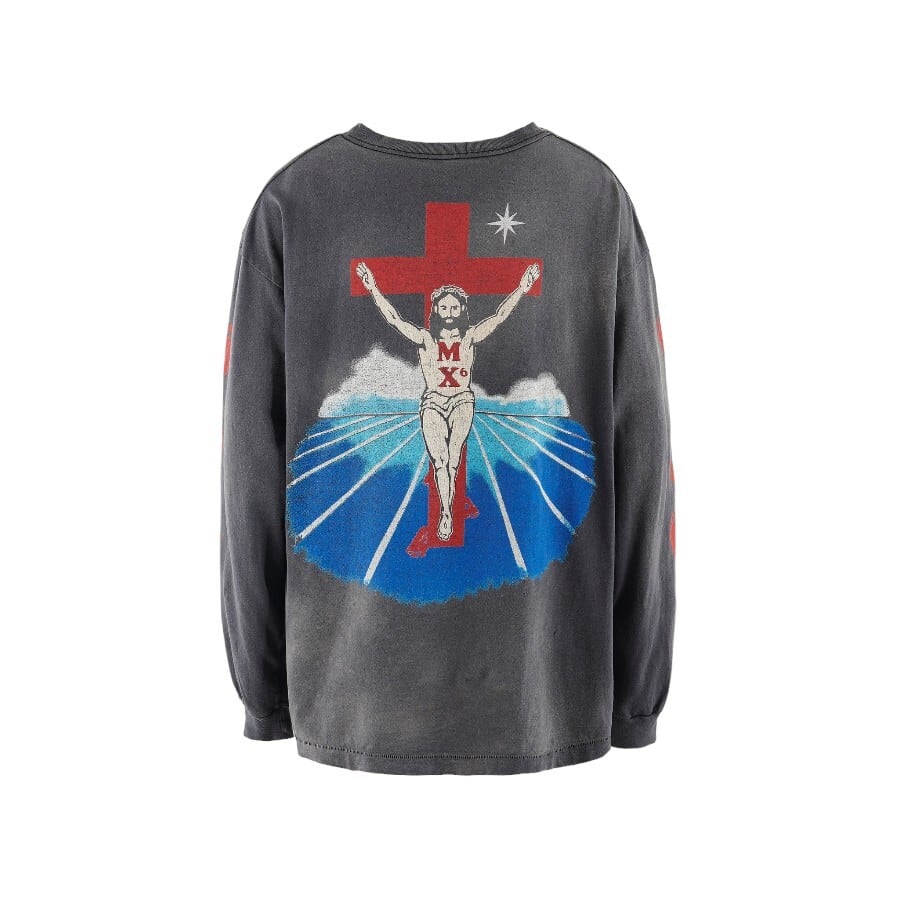 【SAINT MICHAEL】SM-A23-0000-009/LS TEE/FOOT PRINT/BLACK XL