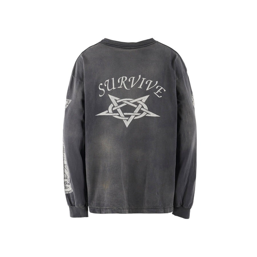 SAINT MICHAEL】SM-A23-0000-006/LS TEE/SURVIVE/BLACK(L