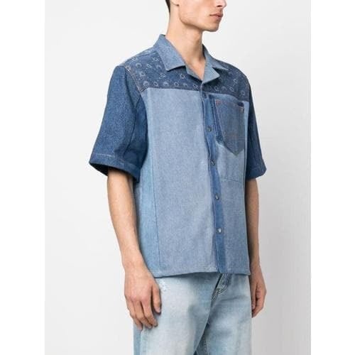 【MARINE SERRE】REGENERATED DENIM SHIRT BLUE 50