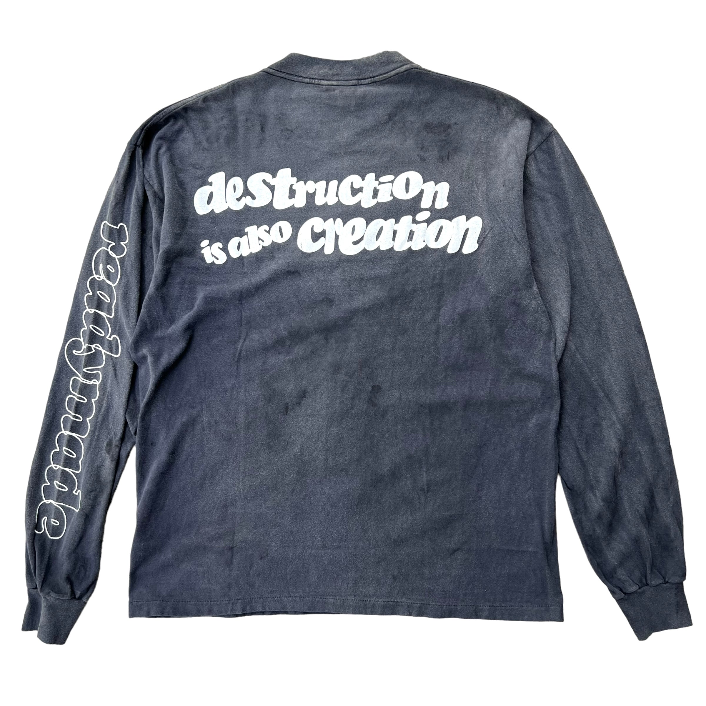 【READYMADE】RE-CO-BK-00-00-283/LS T DESTRUCTION/BLK BLACK XXL
