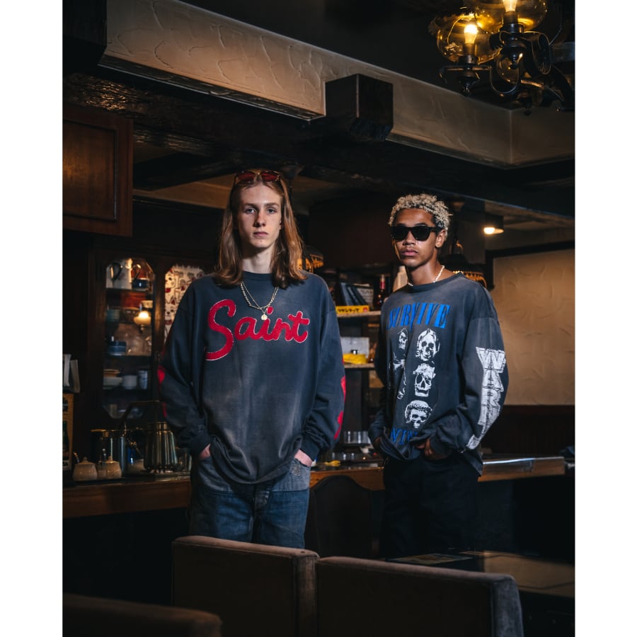 【SAINT MICHAEL】SM-A23-0000-006/LS TEE/SURVIVE/BLACK XL