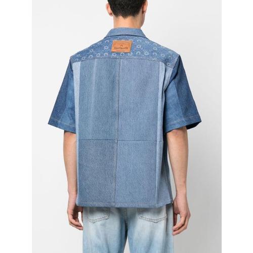 【MARINE SERRE】REGENERATED DENIM SHIRT BLUE 50