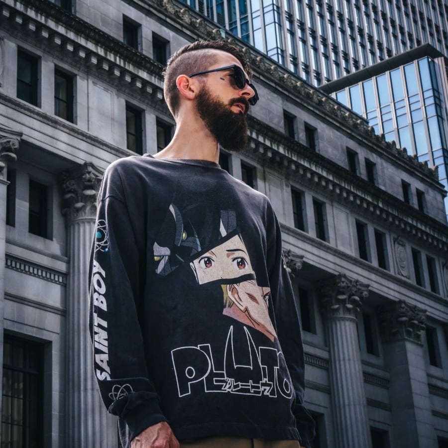 【SAINT MICHAEL】SM-YS1-0000-C30/PT_LS TEE/PLUTO/BLACK BLACK XL