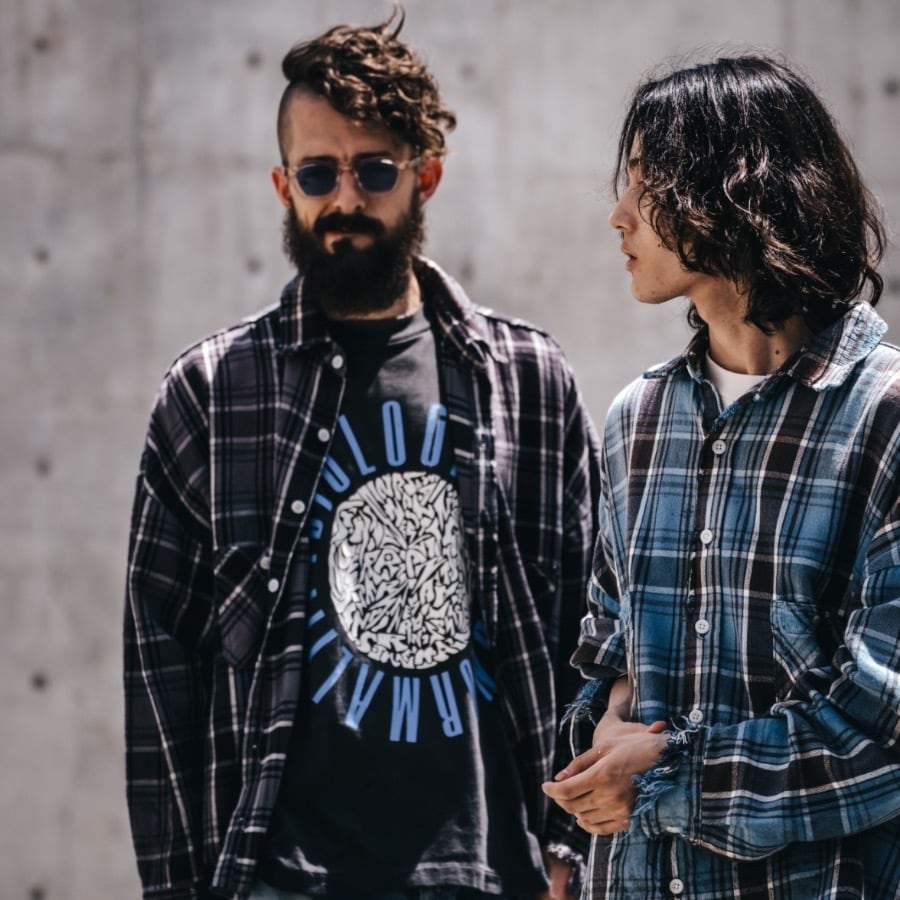 【SAINT MICHAEL】SM-YS1-0000-024/FRANNEL SHIRT/BLUE+GRAY BLUE+GRAY XL