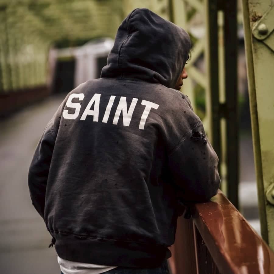 【SAINT Mxxxxxx】SM-HR1-0000-C54/BB_AFTER HOODED HOODIE/V/BLK BLACK XL