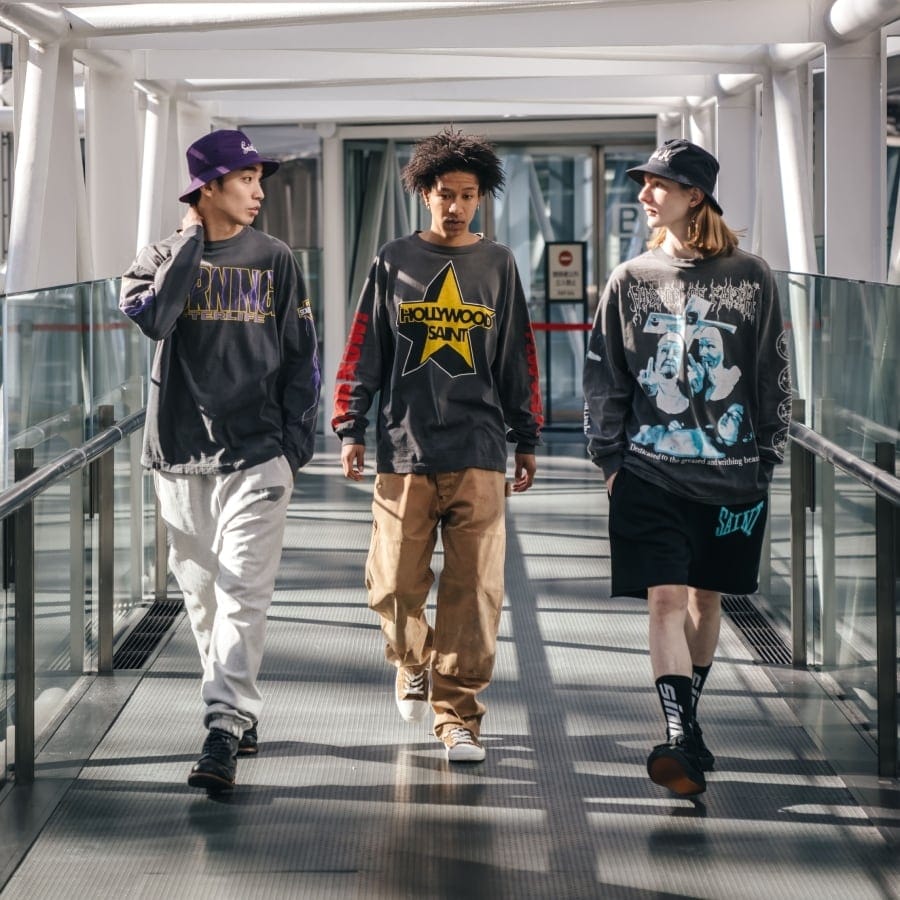 【SAINT MICHAEL】SM-S23-0000-028/LS TEE/ST HOLLYHOOD/BLAC BLACK XL