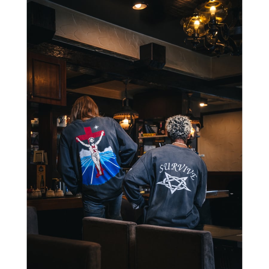 【SAINT MICHAEL】SM-A23-0000-006/LS TEE/SURVIVE/BLACK XL