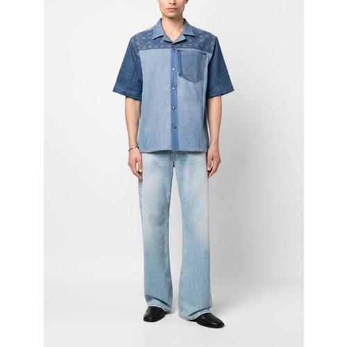 【MARINE SERRE】REGENERATED DENIM SHIRT BLUE 50