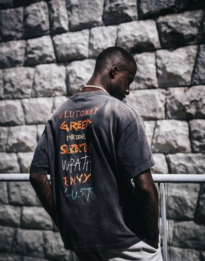 【SAINT MICHAEL】SM-YS1-0000-003/SS TEE/SEVEN DEADLY/BLAC BLACK XL