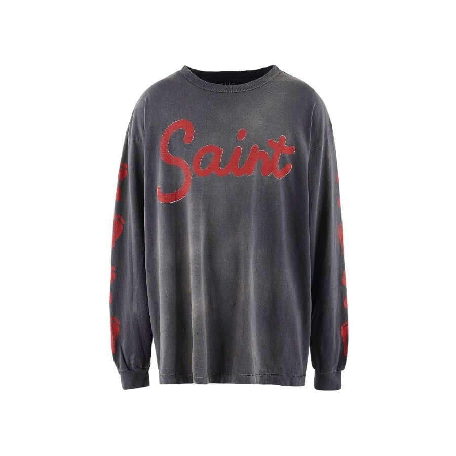 【SAINT MICHAEL】SM-A23-0000-009/LS TEE/FOOT PRINT/BLACK XL