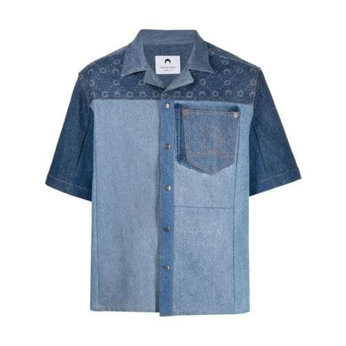 【MARINE SERRE】REGENERATED DENIM SHIRT BLUE 50