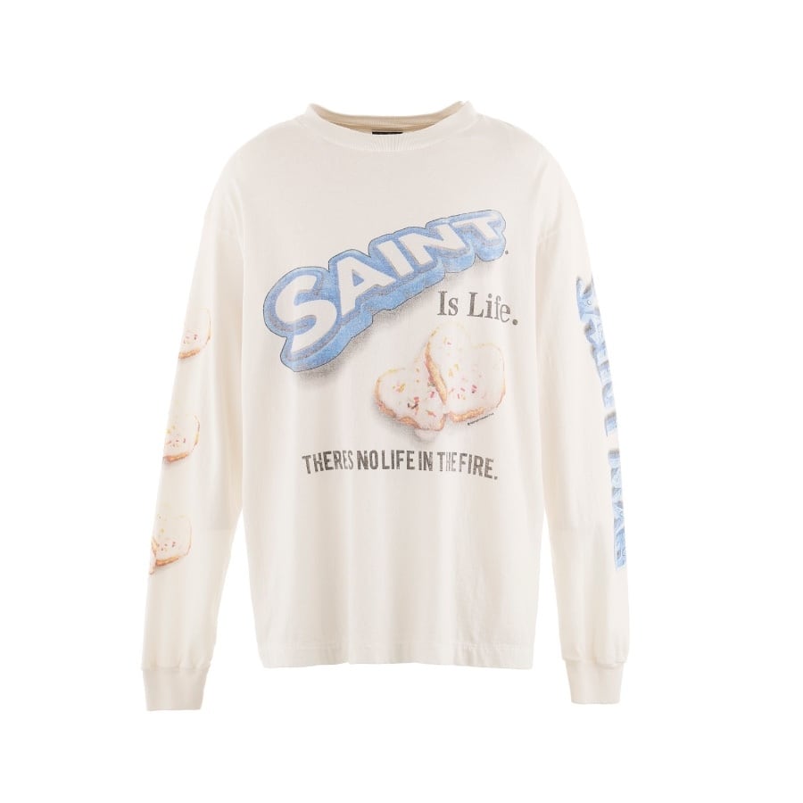 【SAINT MICHAEL】SM-YS1-0000-C39/SA_LS TEE/HEART CKIE/WHT WHITE XL