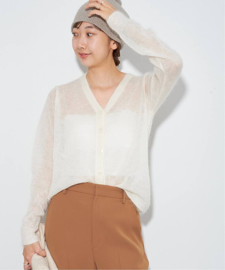 Mohair Sheer Knit カーディガン(フリー ホワイト)｜ Plage｜心斎橋