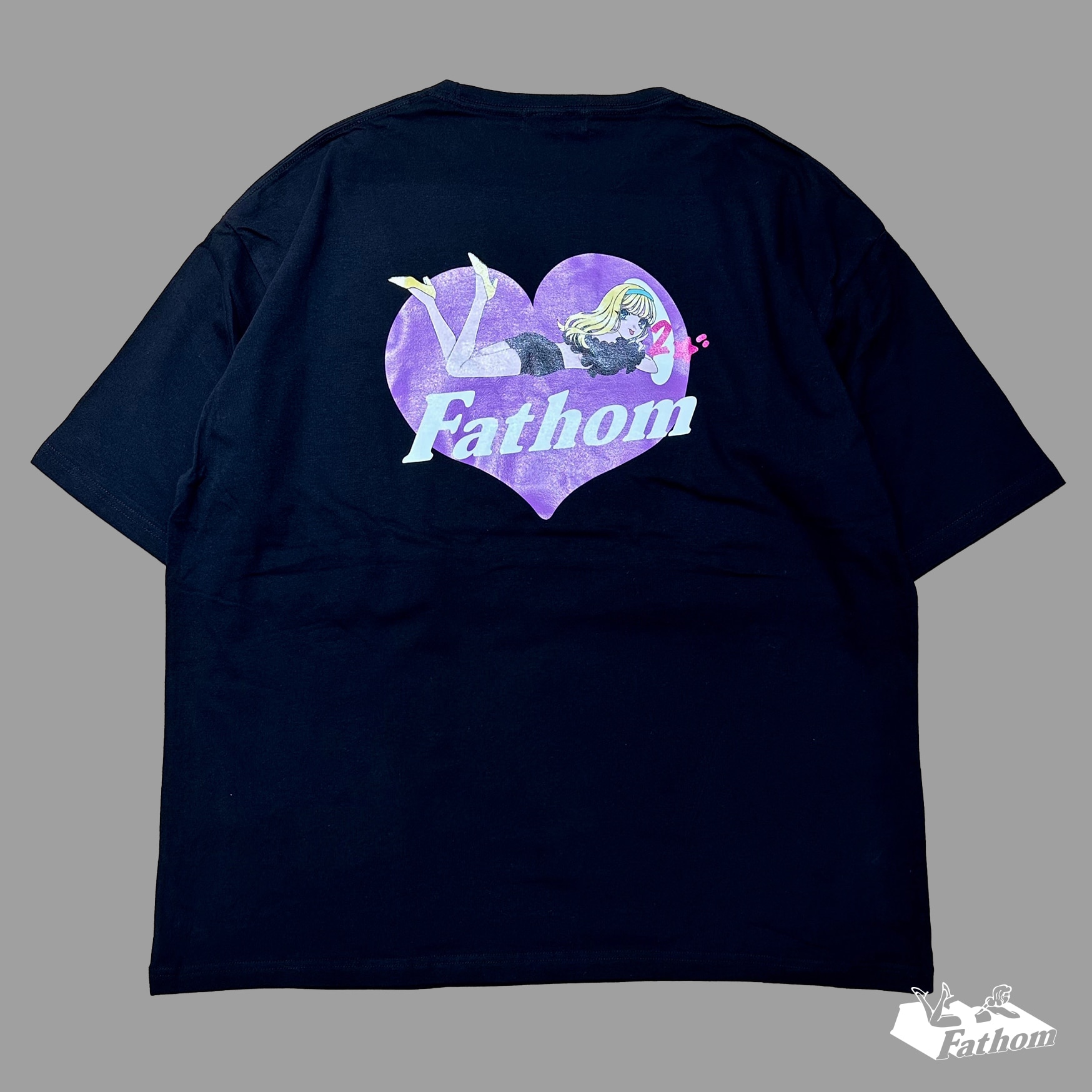 Fm heart  BIG TEE hrsm BLACK BLACK XL