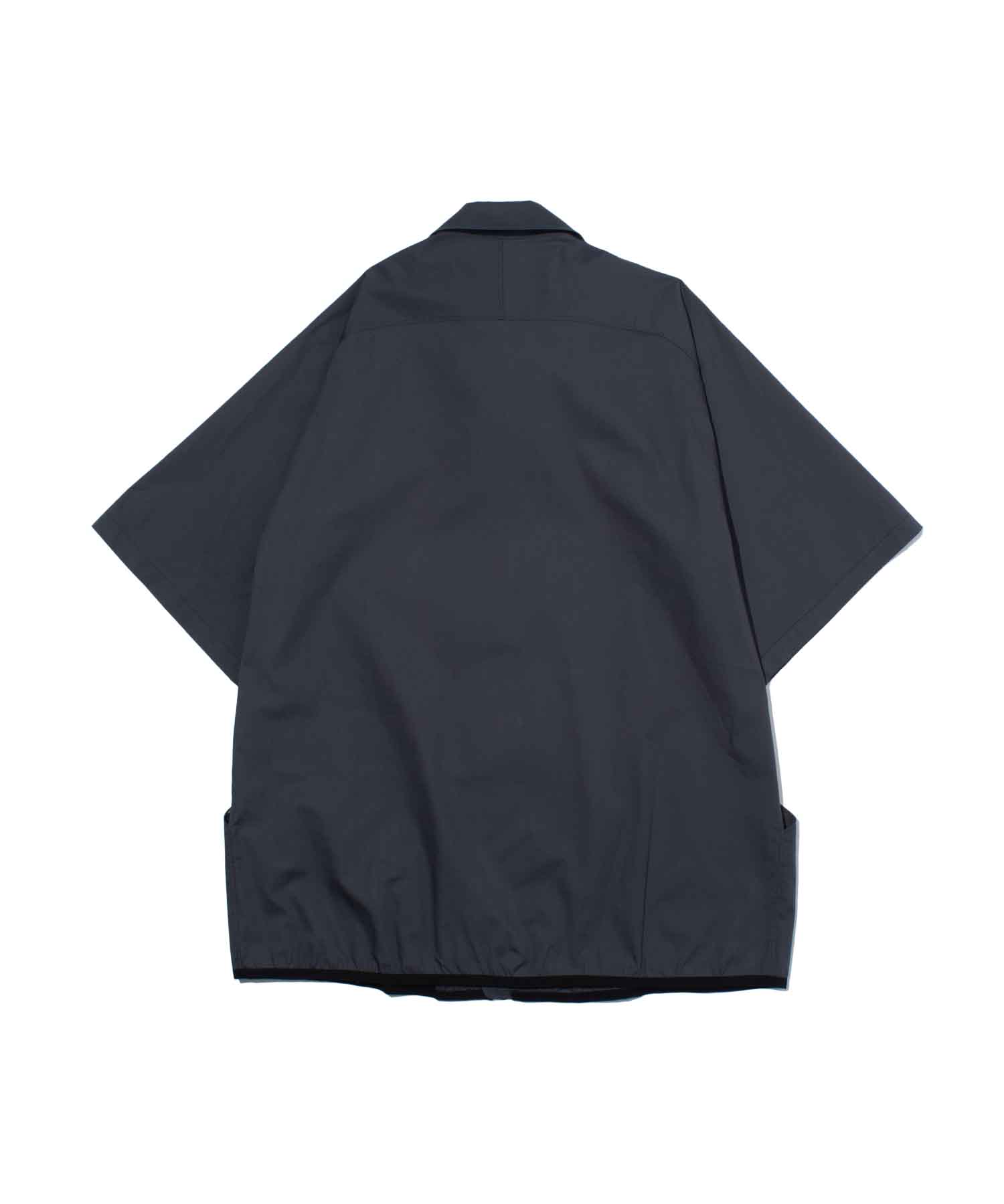 GR10K POPLIN ZIPPED SHORT SLEEVE SHIRT / ジーアールテンケー ポプリンジップショートスリーブシャツ Gray M