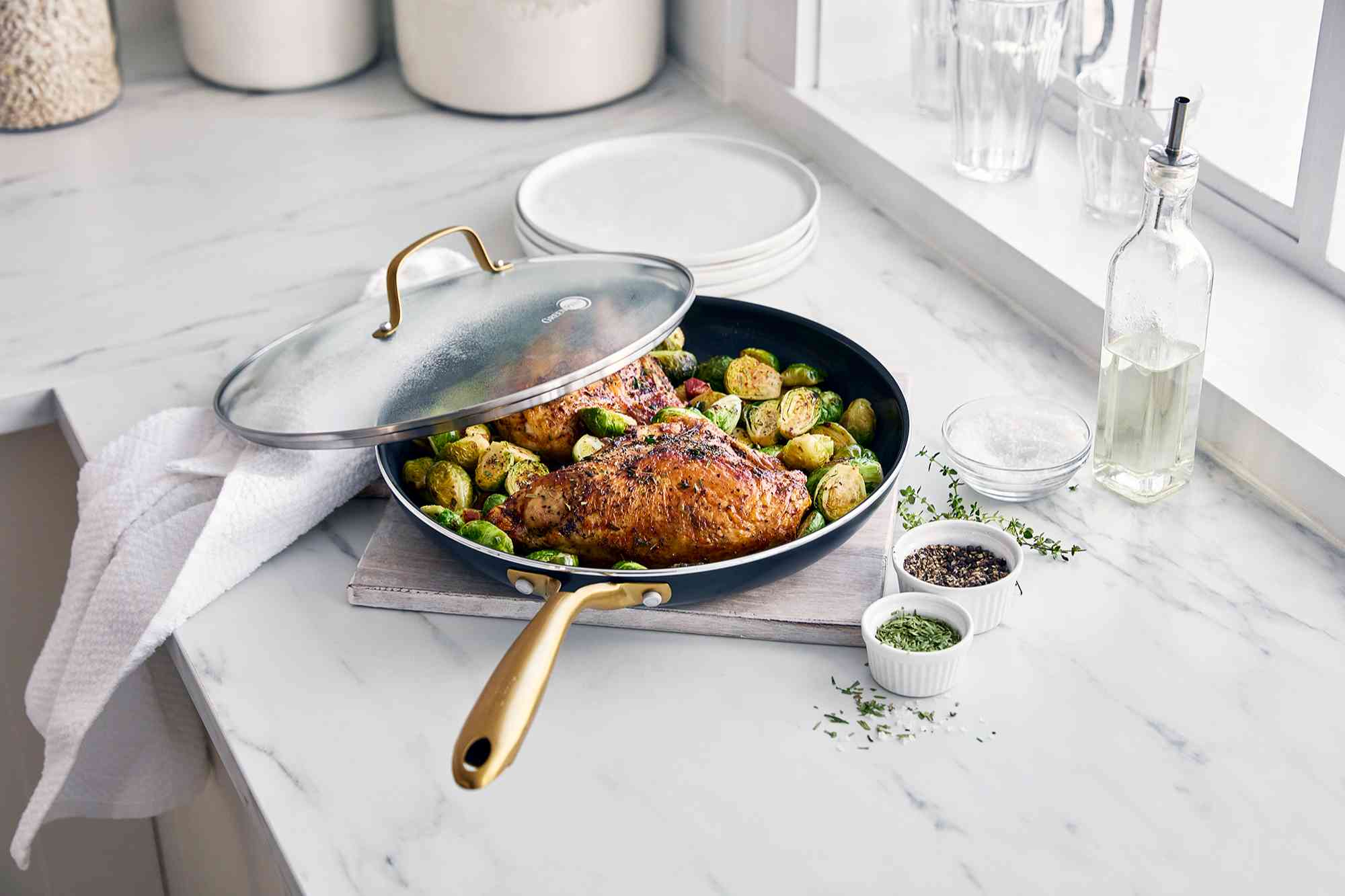 【グリーンパン】ステンレスガラス蓋（ハンドル：ゴールド） 26cm 26cm