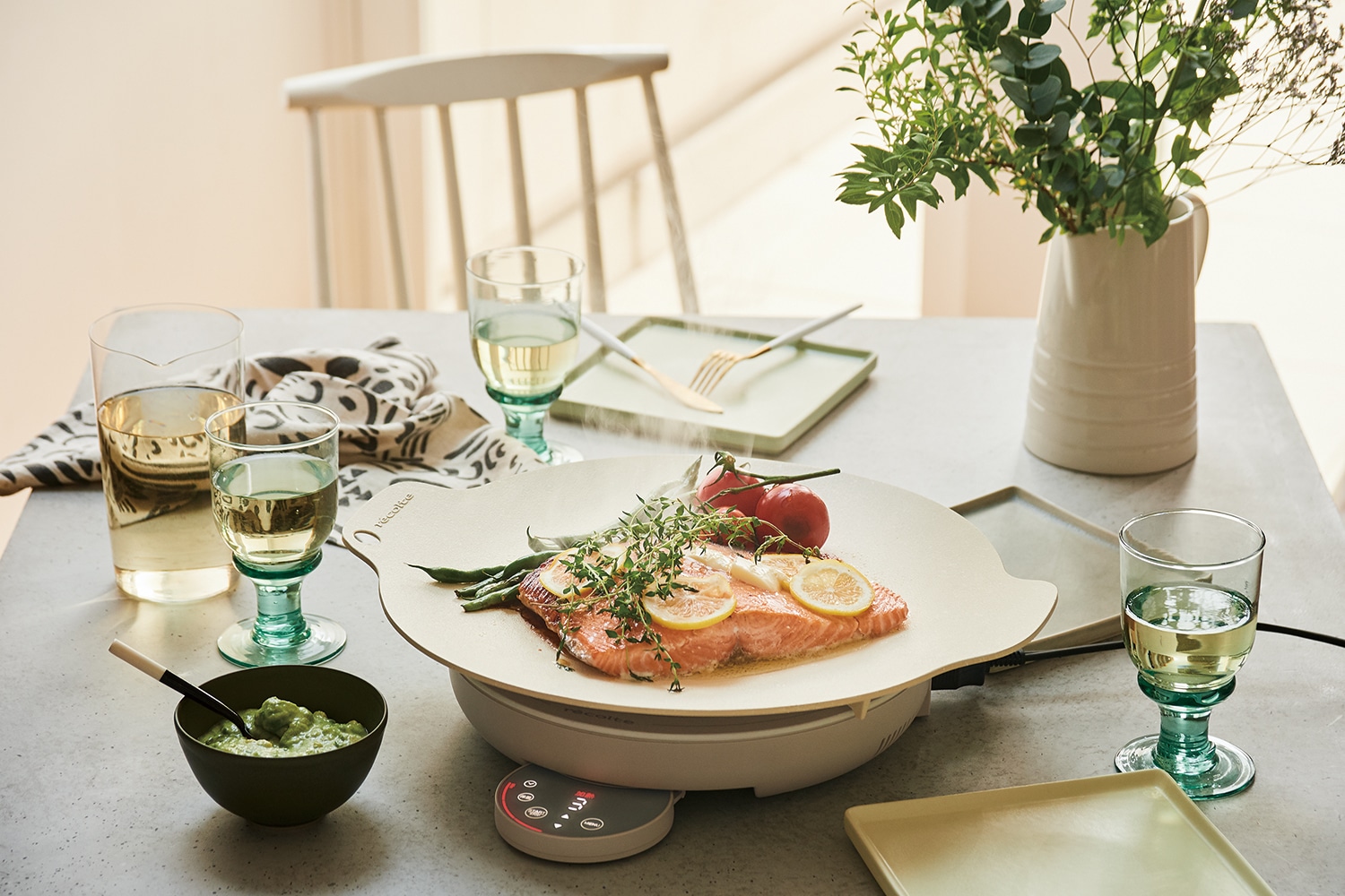 レコルト　卓上IHクッキンググリドル クリームホワイト IH Heater Cooking Griddle クリームホワイト