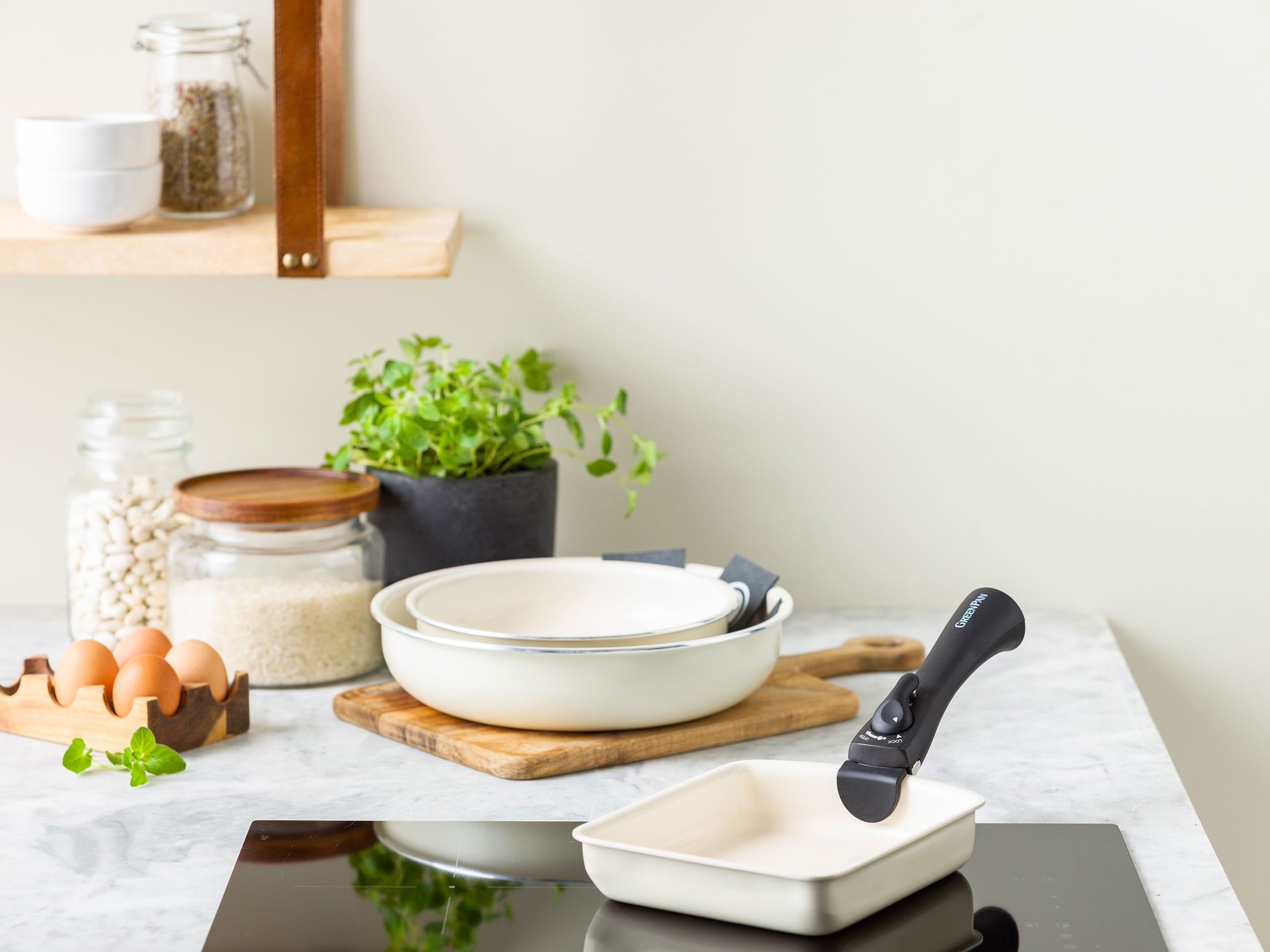 グリーンパン クリックシェフ 5点セット クリームホワイト クリームホワイト 5点セット