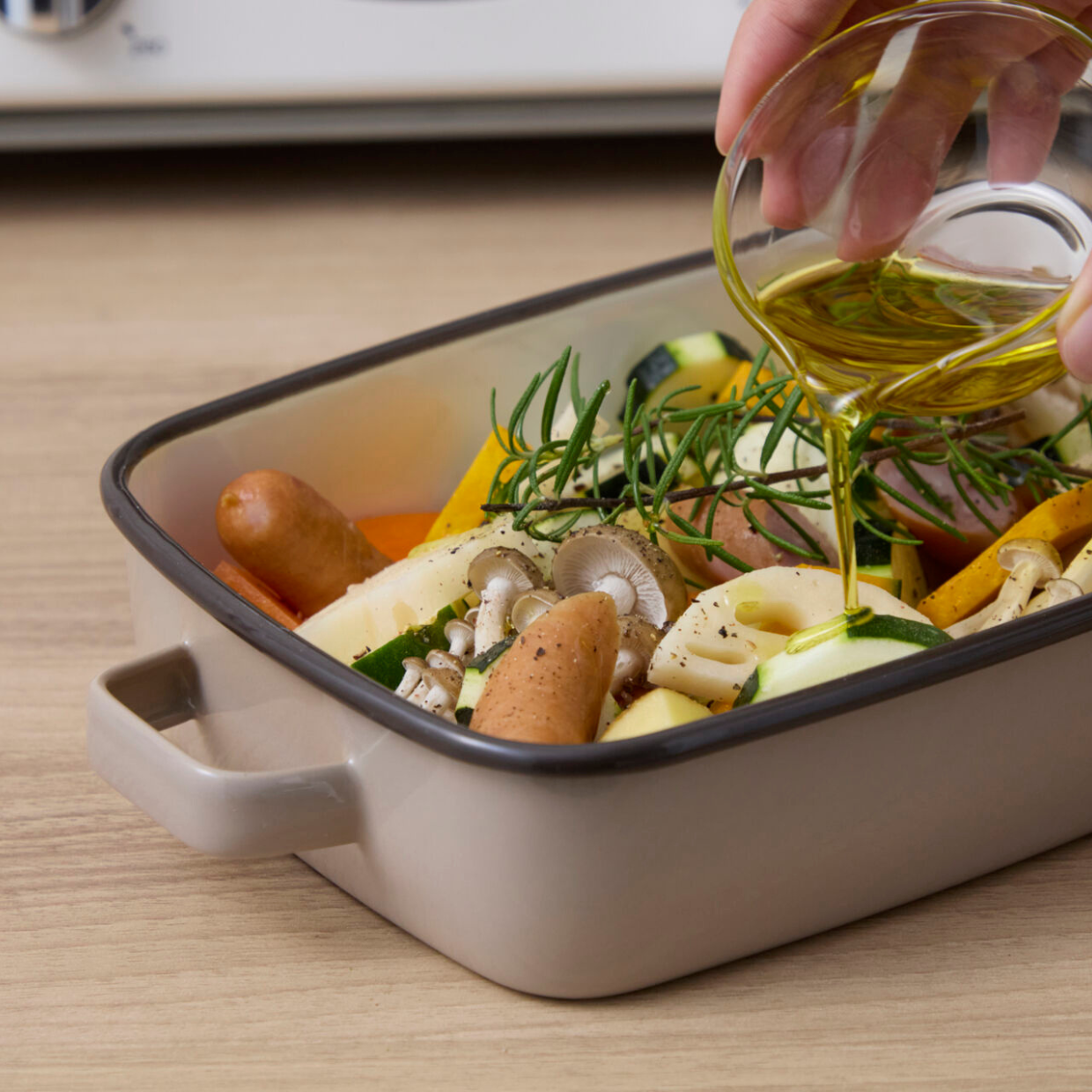 365methods ホーローオーブンディッシュ 浅型M カフェオレ