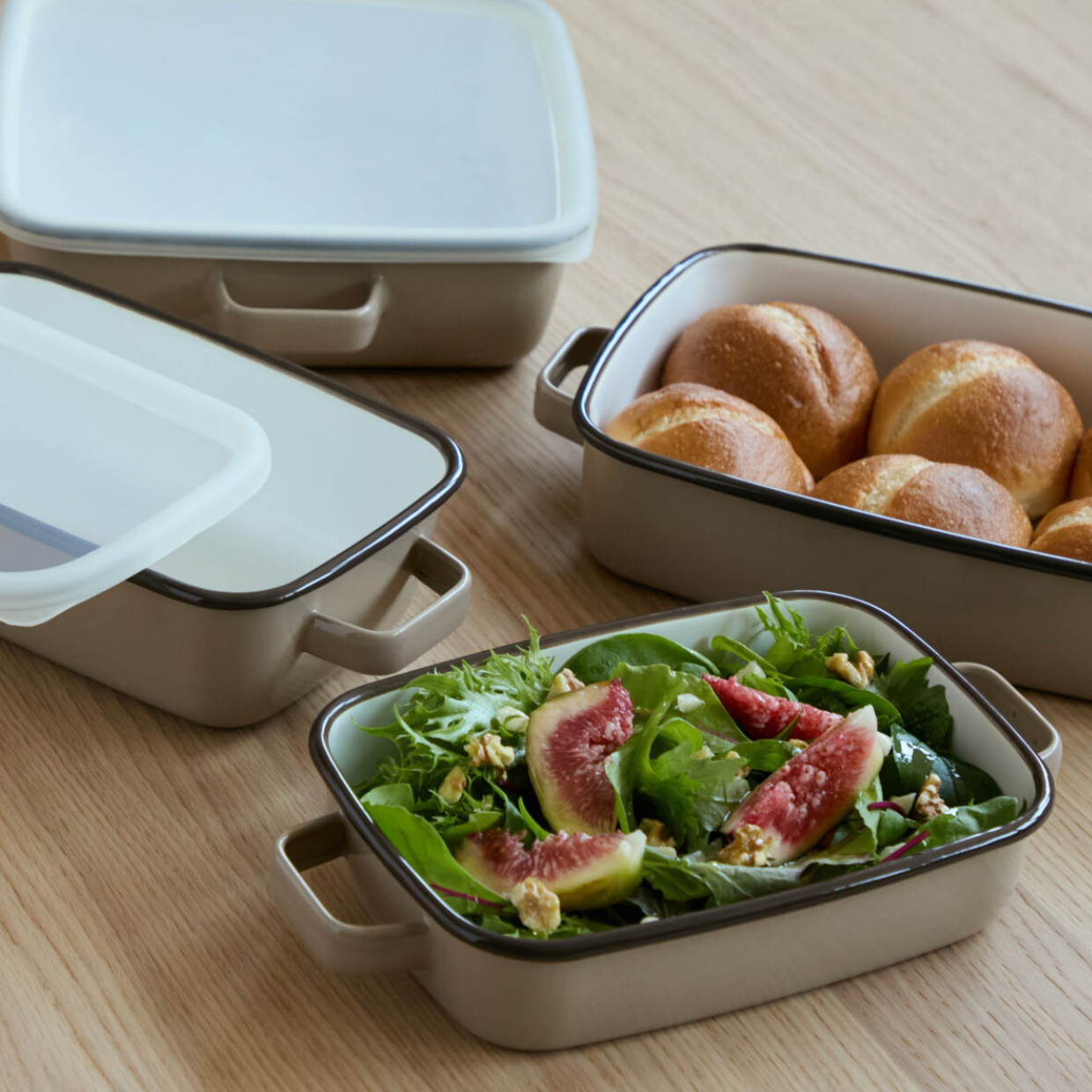 365methods ホーローオーブンディッシュ 浅型M カフェオレ