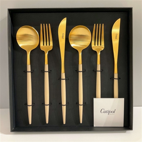 クチポール GOA ディナー6点セット アイボリー×ゴールド BOXあり（Cutipol GOA）G-4 アイボリー×ゴールド