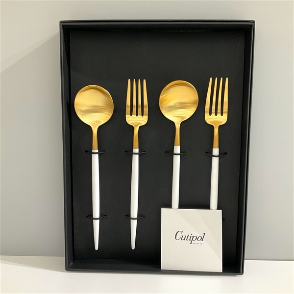 クチポール GOA デザート4点セット  ホワイト×ゴールド BOXあり（Cutipol GOA）G-12 ホワイト×ゴールド