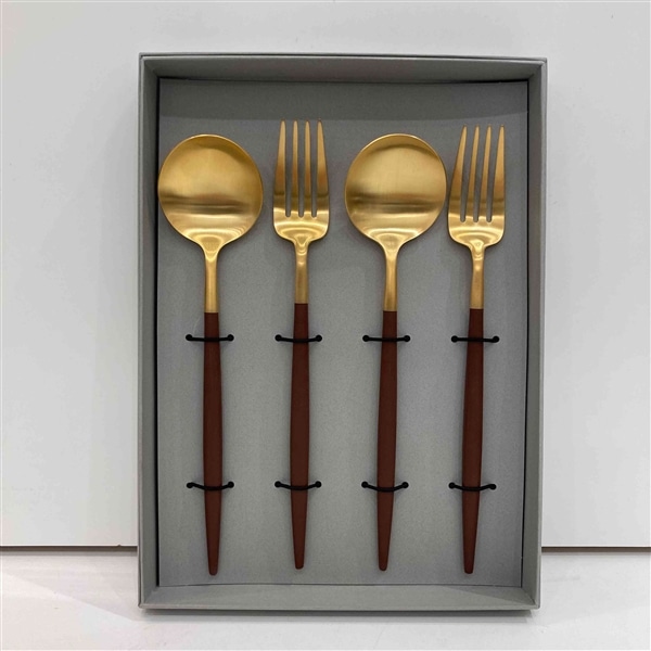 クチポール GOA テーブル4点セット ブラウン×ゴールド BOX(グレー)あり（Cutipol GOA）G-10g ブラウン×ゴールド