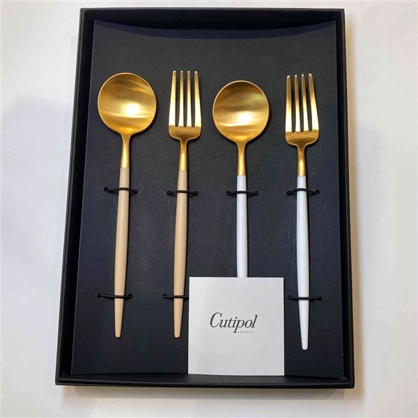 クチポール GOA デザート4点セット  アイボリー×ゴールド・ホワイト×ゴールド BOXあり（Cutipol GOA）G-21 アイボリー×ゴールド・ホワイト×ゴールド