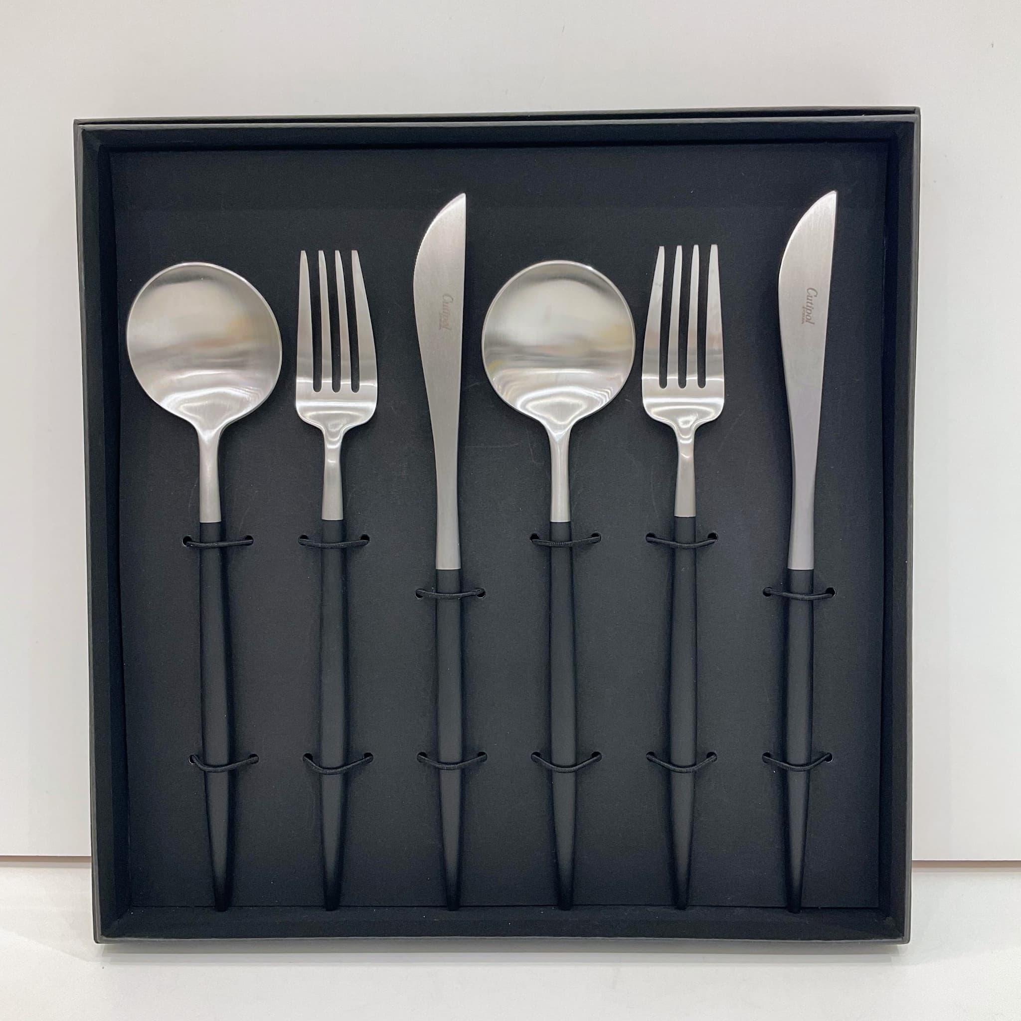 クチポール GOA ディナー6点セット ブラック×シルバー BOXあり（Cutipol GOA）G-129 ブラック×シルバー