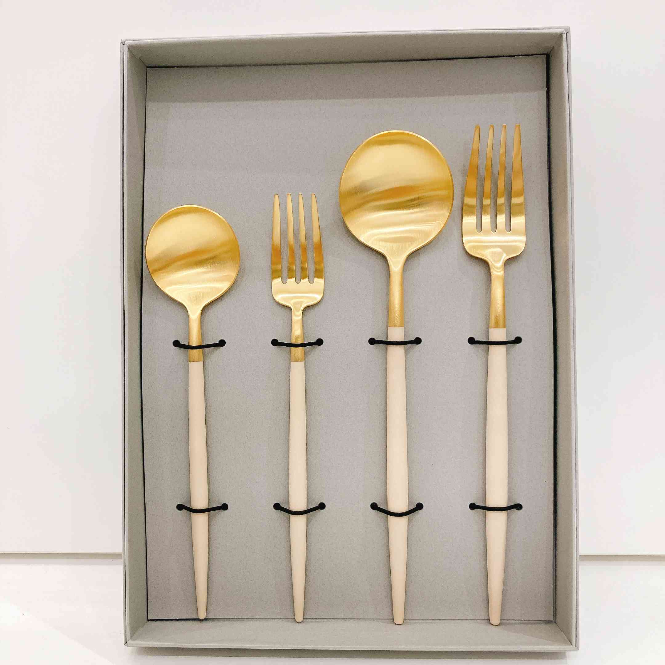 クチポール GOA アソート4点セット アイボリー×ゴールド BOX(グレー)あり（Cutipol GOA）G-134g アイボリー×ゴールド