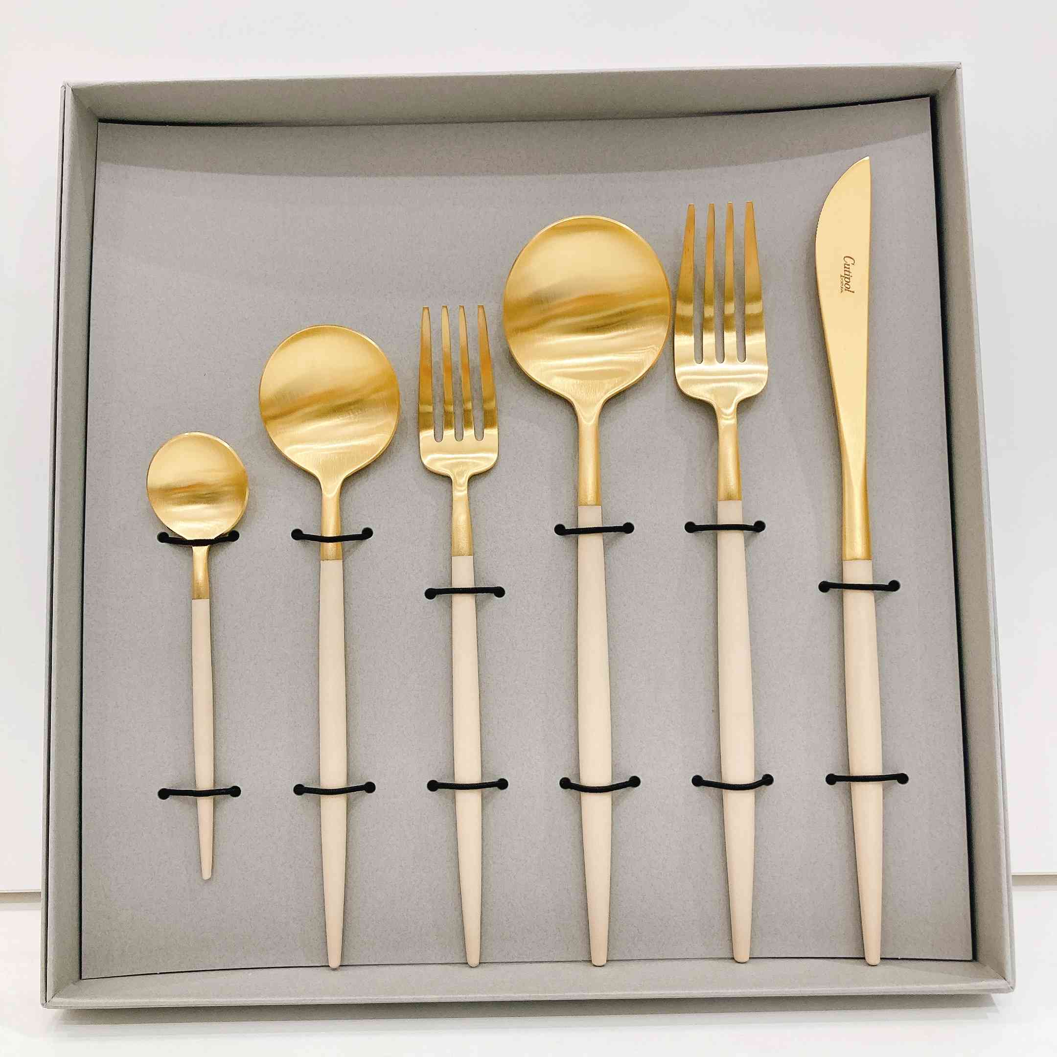 クチポール GOA アソート6点セット アイボリー×ゴールドBOX(グレー)あり（Cutipol GOA）G-142g アイボリー×ゴールド