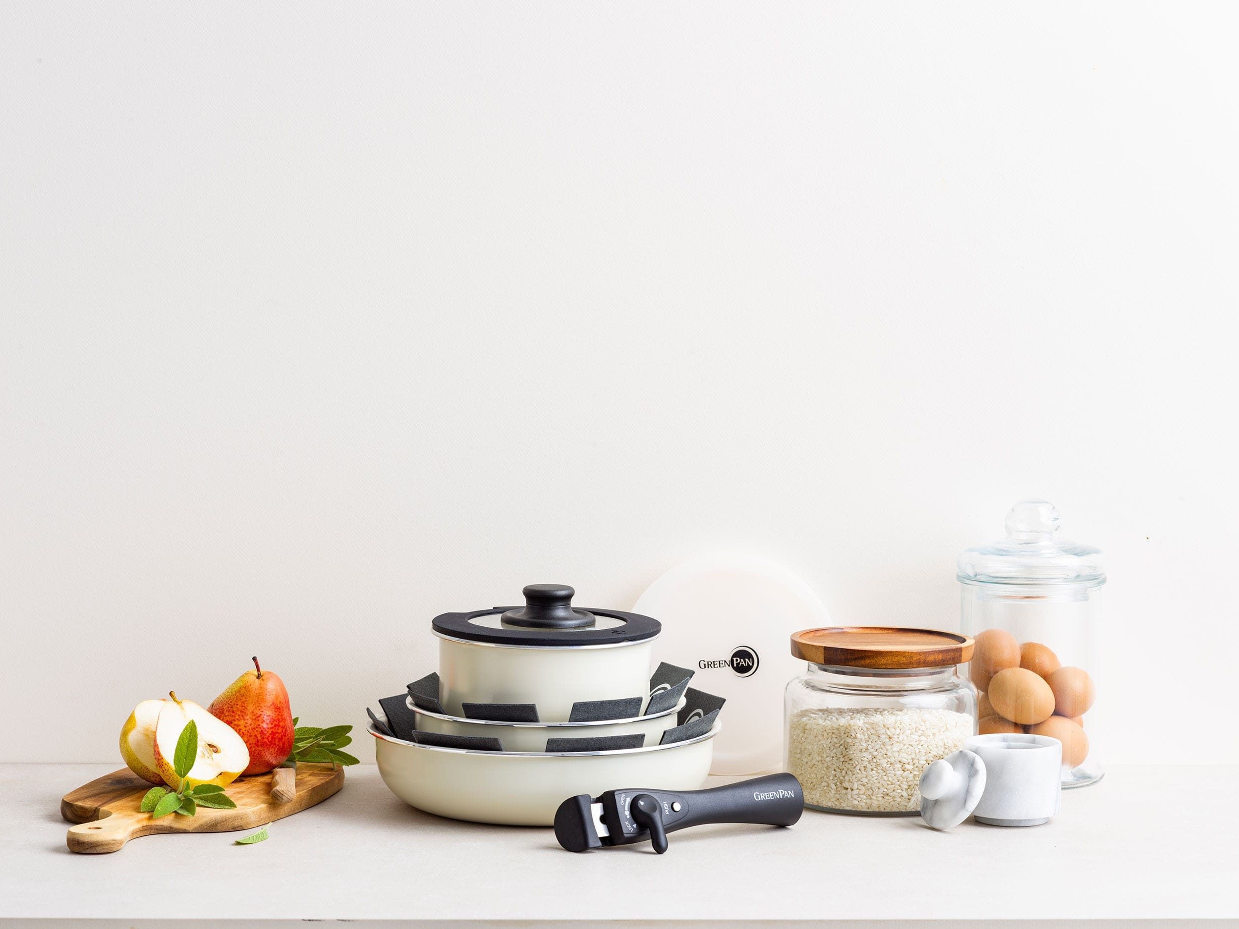 グリーンパン クリックシェフ 8点セット クリームホワイト(8点セット